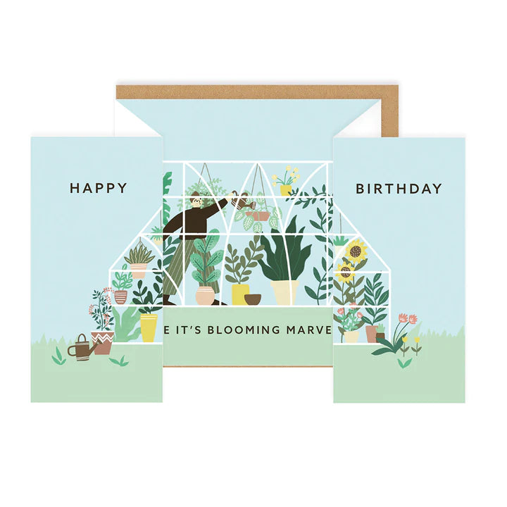 Green House Concertina Birthday Card