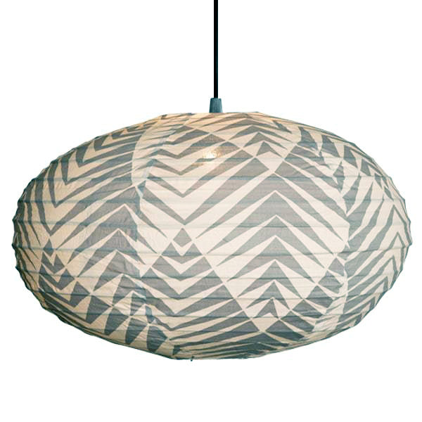 Large 80cm Cream & Grey Palm Cotton Pendant Lampshade