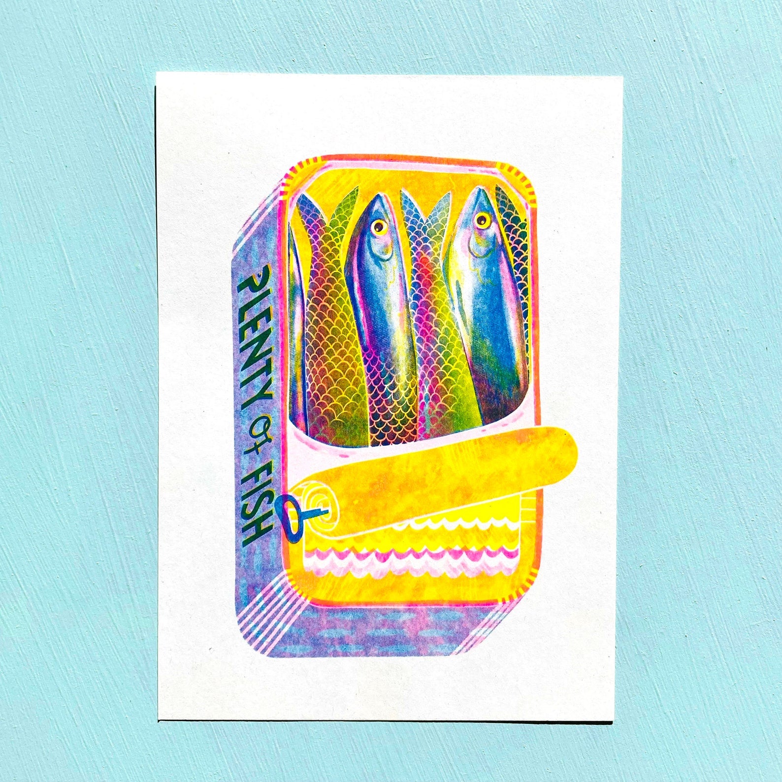 Plenty Of Fish Risograph Print