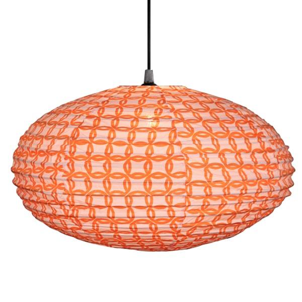Small 60cm Cream & Orange Ring Cotton Pendant Lampshade
