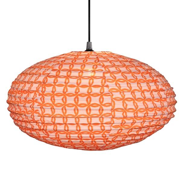 Small 60cm Cream & Orange Ring Cotton Pendant Lampshade