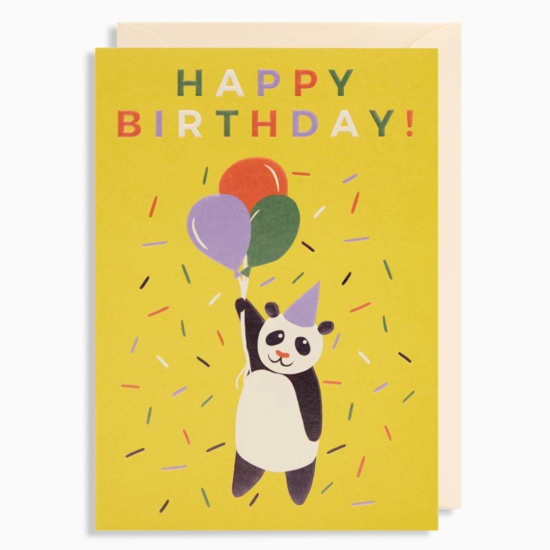 Panda With Balloons Birthday Card