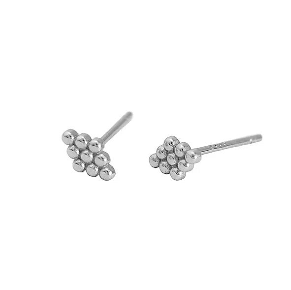 Sterling Silver Dotted Diamond Stud Earrings