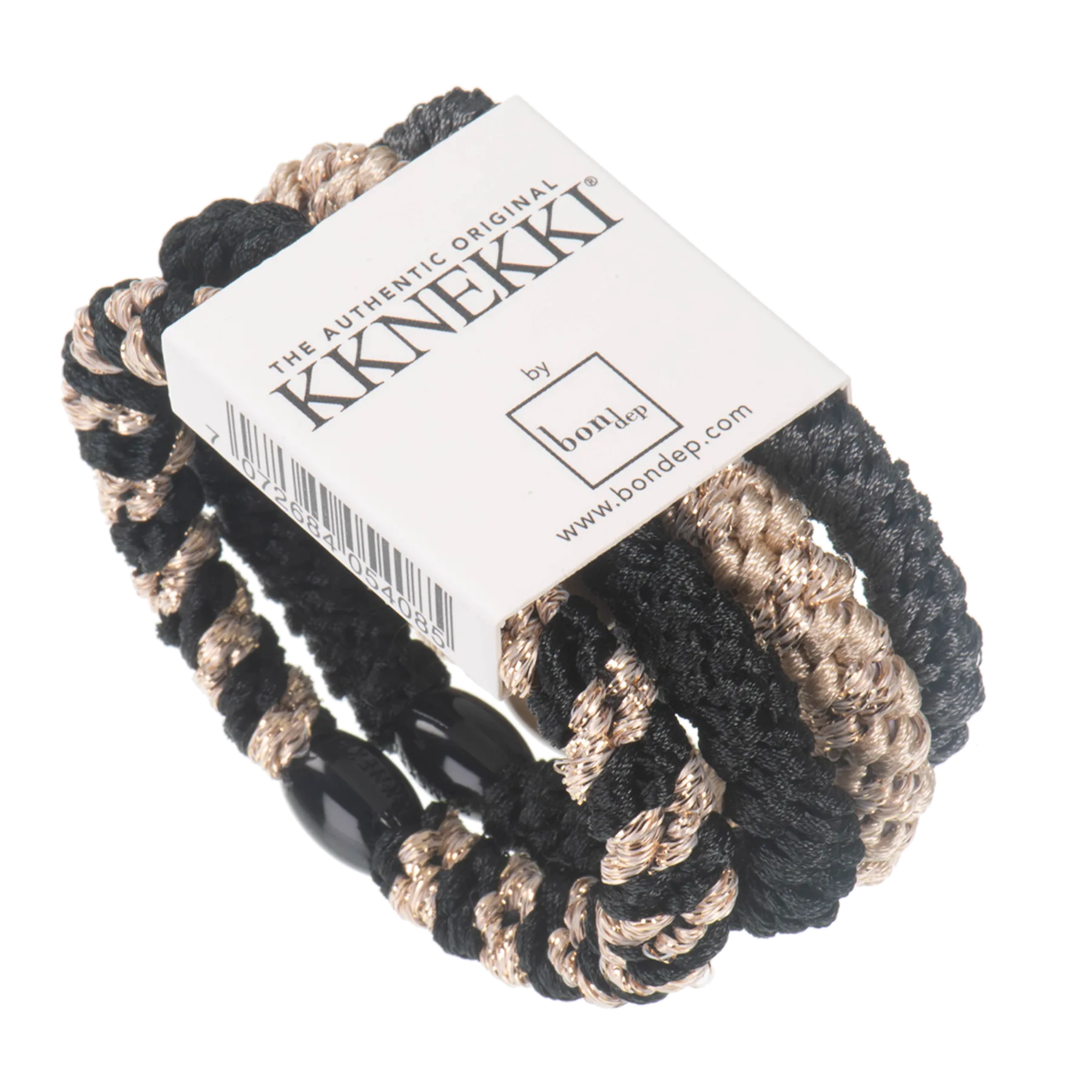 Set Of 4 Black, Grey And Gold Kknekki Hair Ties