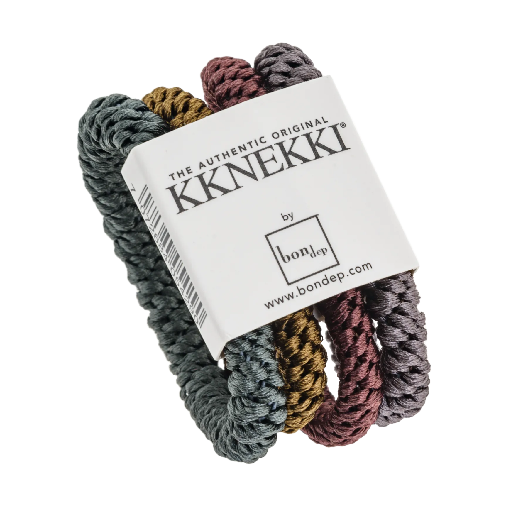 Set Of 4 Green, Brown, Red & Purple Kknekki Hair Ties