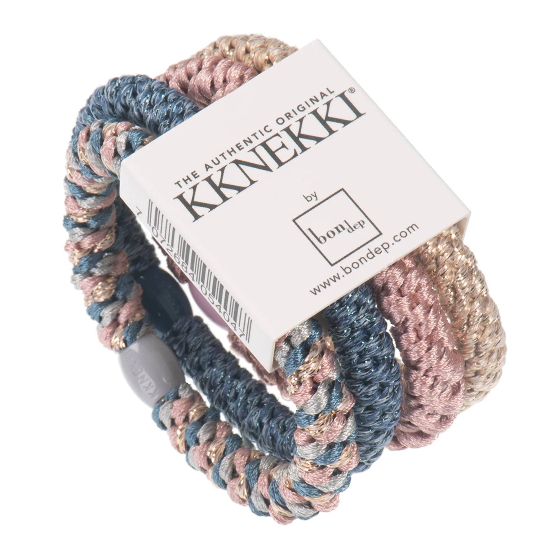 Set Of 4 Pale Pink, Blue and Gold Kknekki Hair Ties