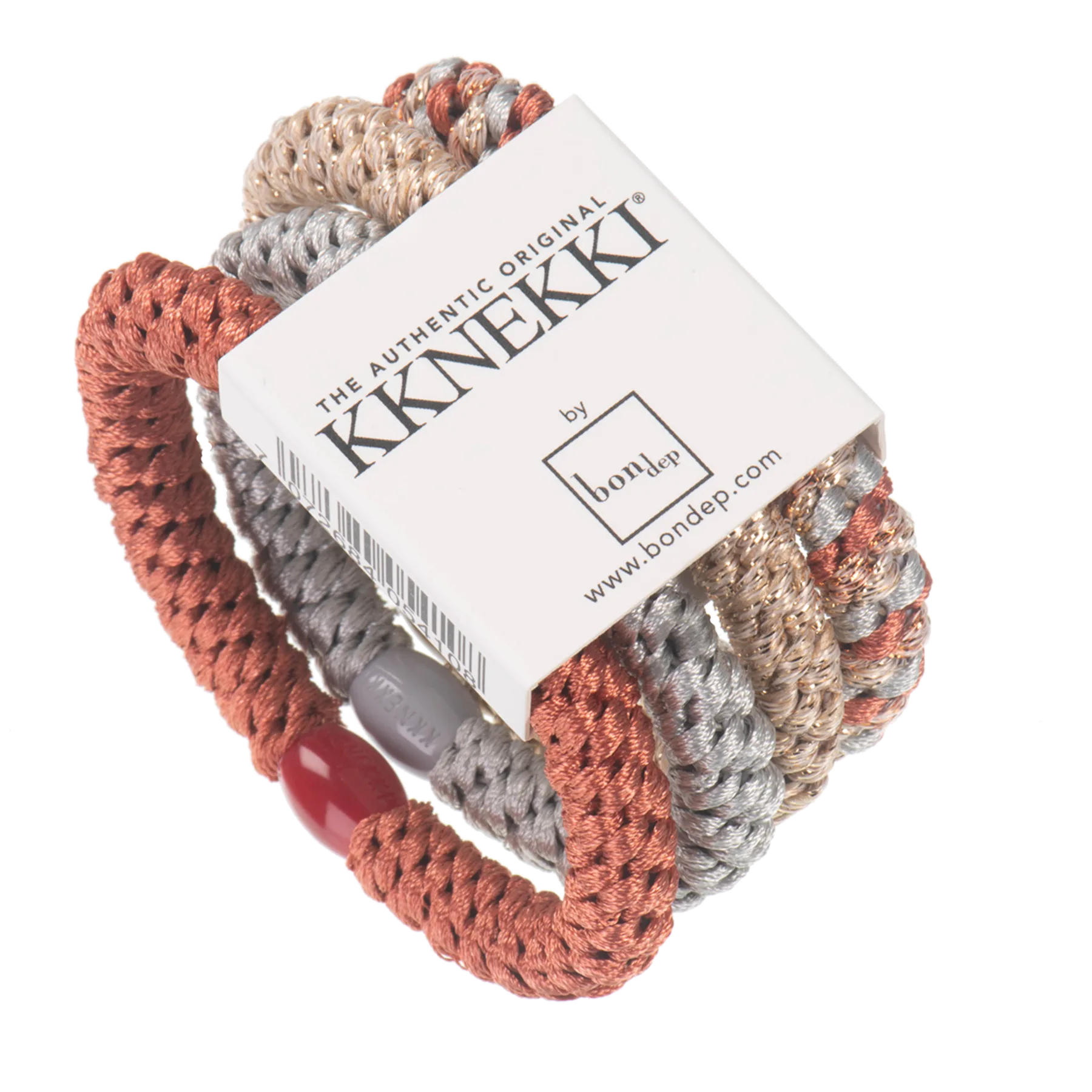 Set Of 4 Rust, Grey And Gold Kknekki Hair Ties
