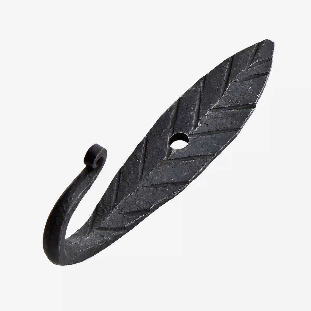 Hand Forged Black Leaf Hook - Small