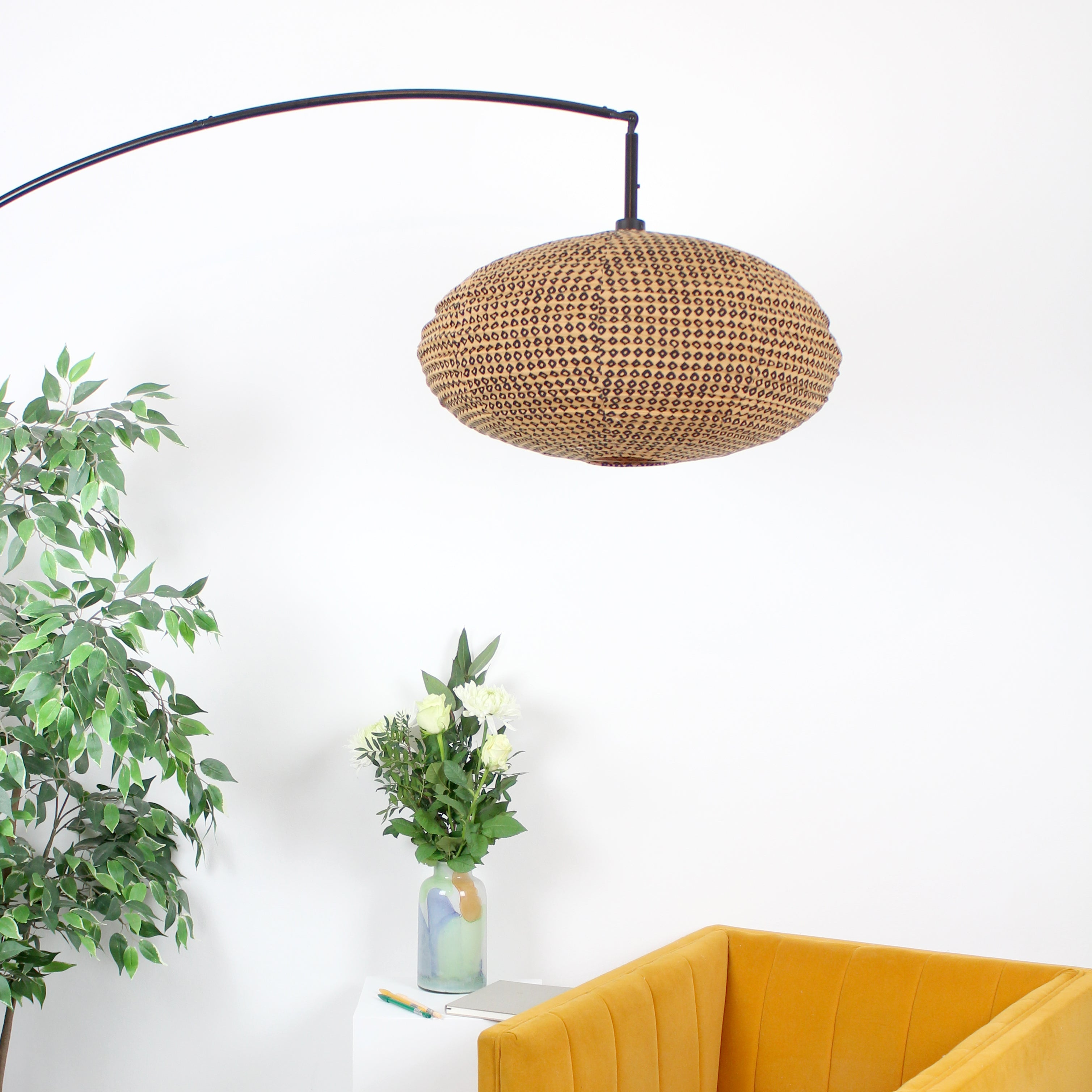 Small 60cm Black & Brown Savanna Togo Cotton Pendant Lampshade