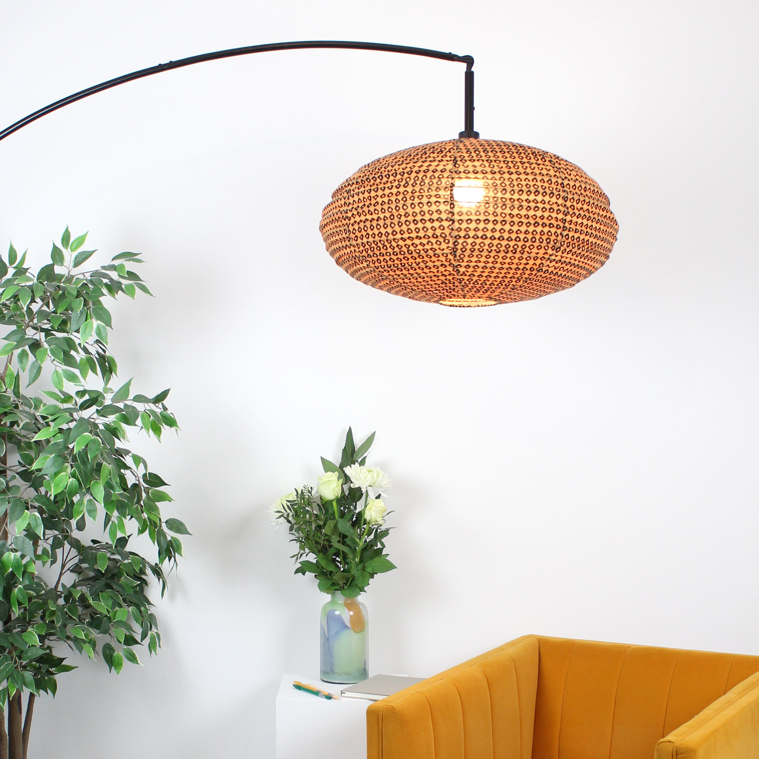 Small 60cm Black & Brown Savanna Togo Cotton Pendant Lampshade