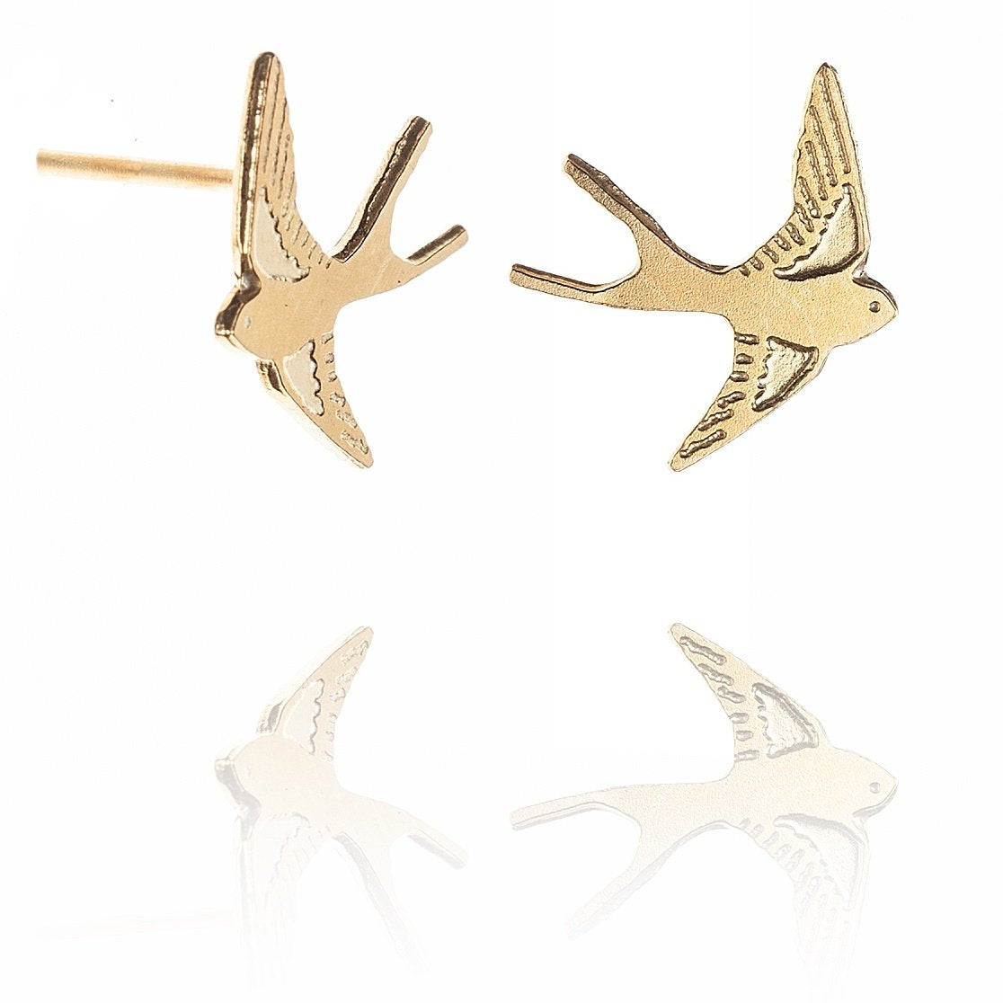 Tiny Gold Vermeil Swallow Stud Earrings