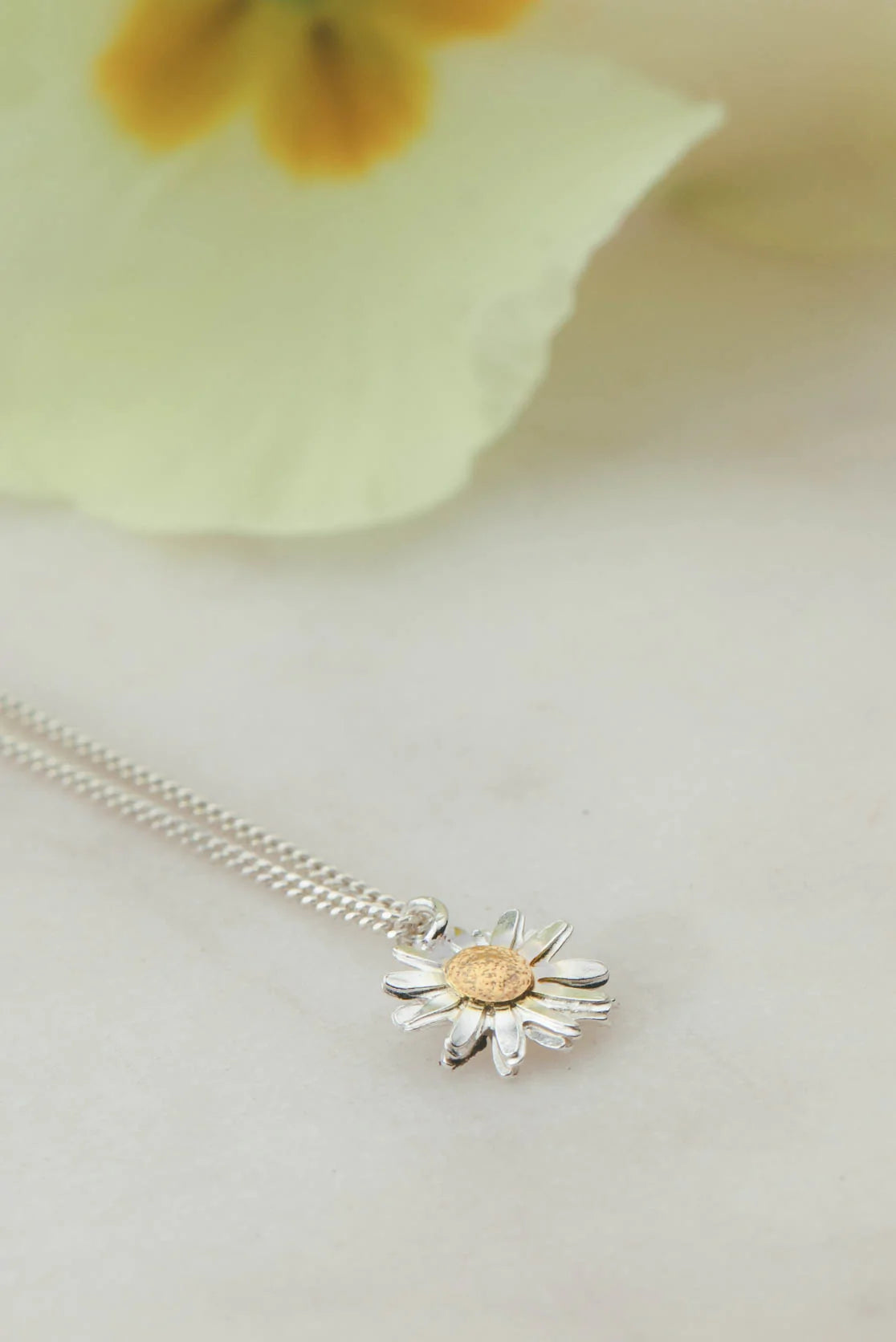 Silver And Gold Vermeil Daisy Necklace
