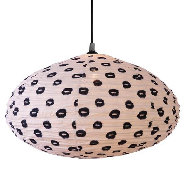 Large 80cm Cream & Black Yau Cotton Pendant Lampshade