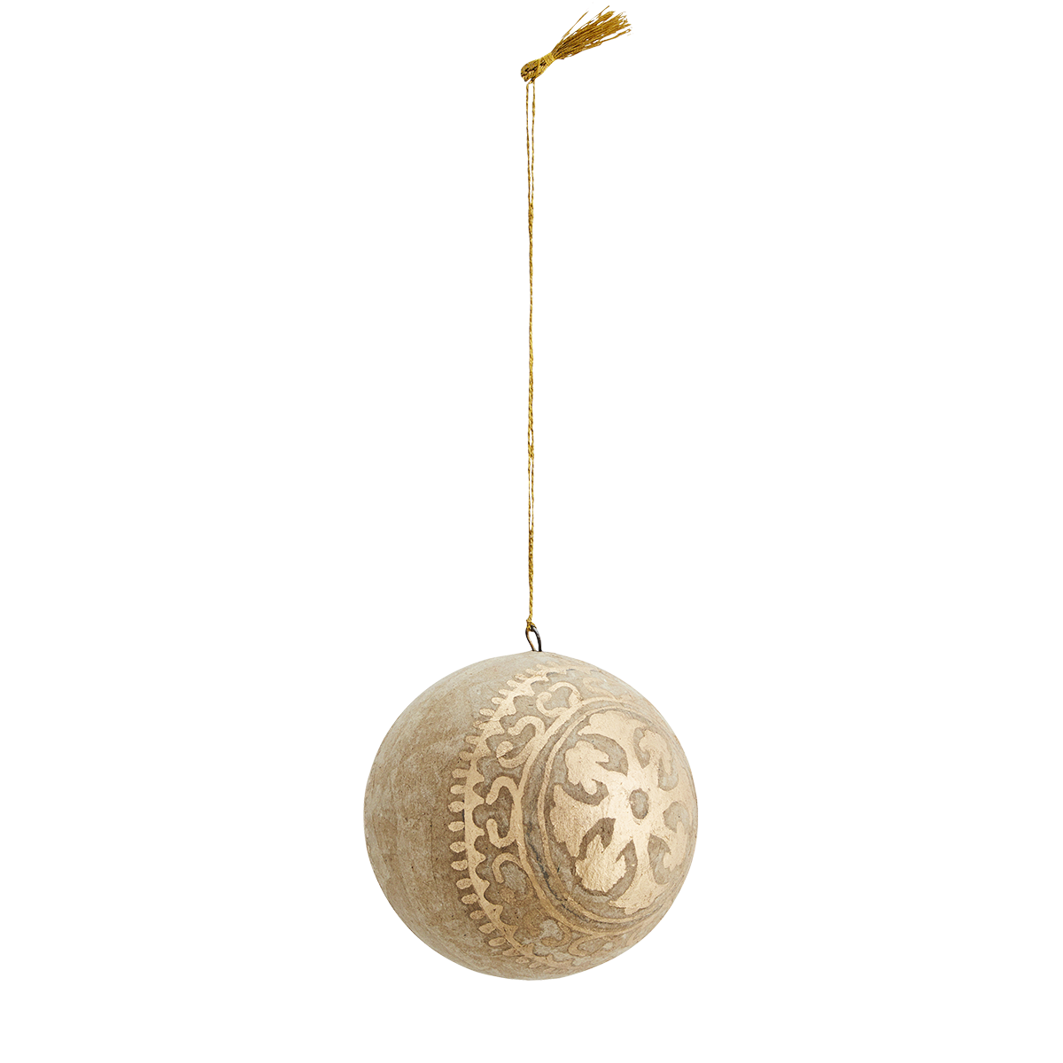Hand Painted Papier Mache Ball - Gold