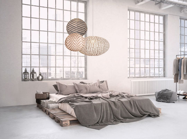 Large 80cm Beige & Cream Rice Cotton Pendant Lampshade