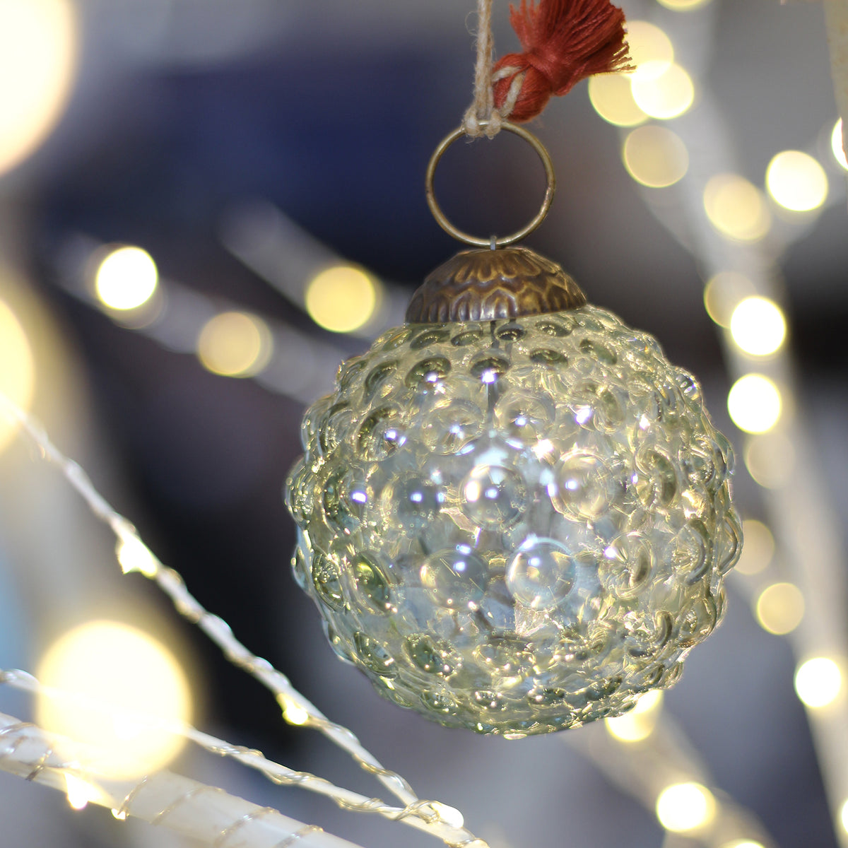 Clear Glass Bauble With Dots