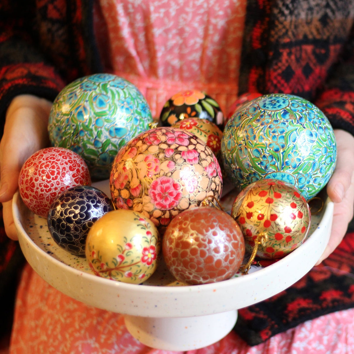 Black Floral Christmas Bauble