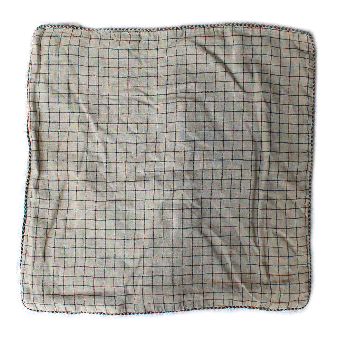 Checked Linen Cushion Cover - Taupe & Black