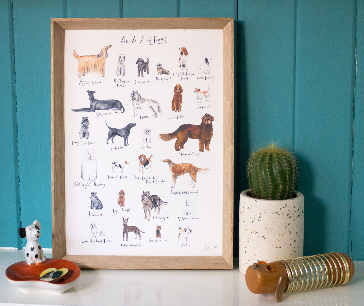 A3 A to Z of Dogs Art Print