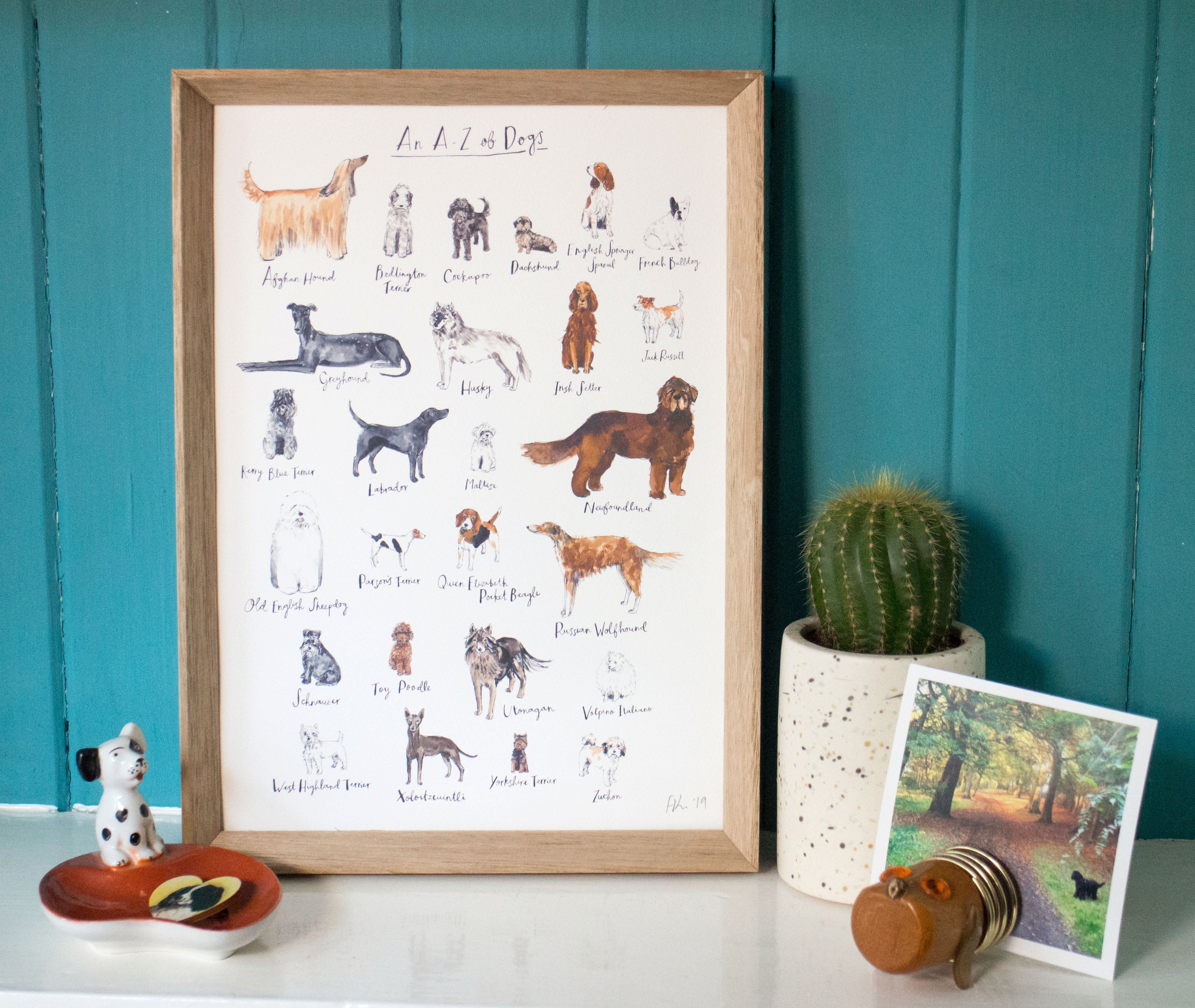 A4 A to Z of Dogs Art Print