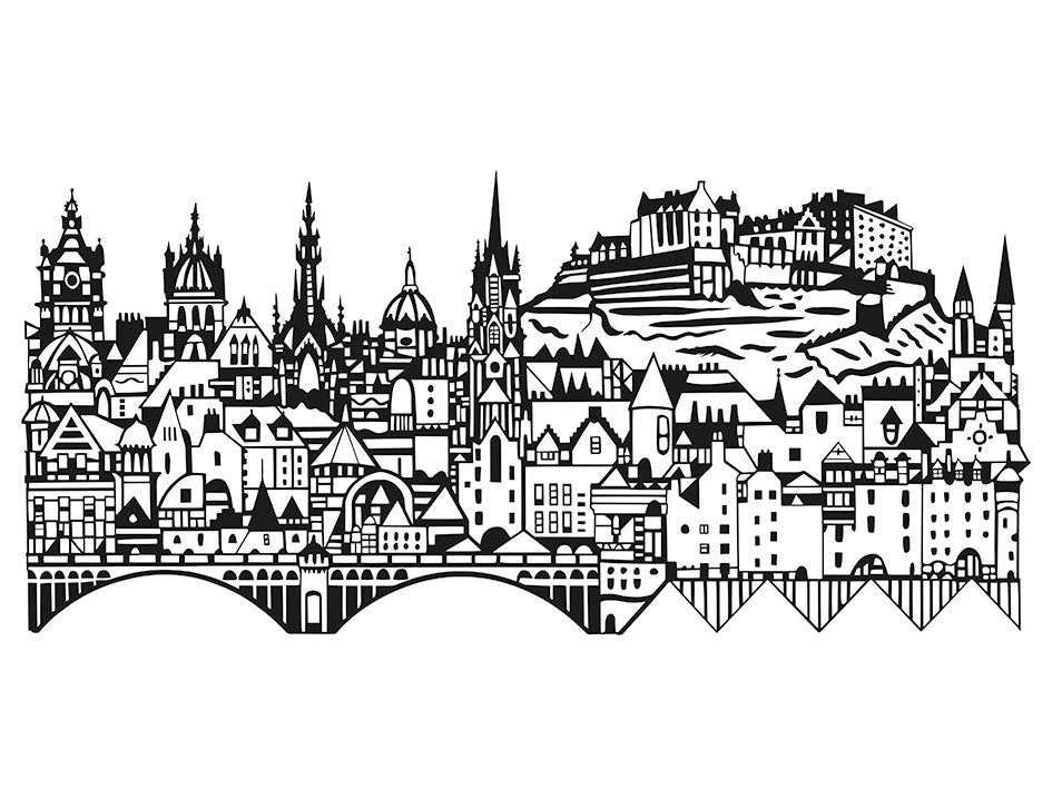 Edinburgh Skyline Hand Pulled Screen Print