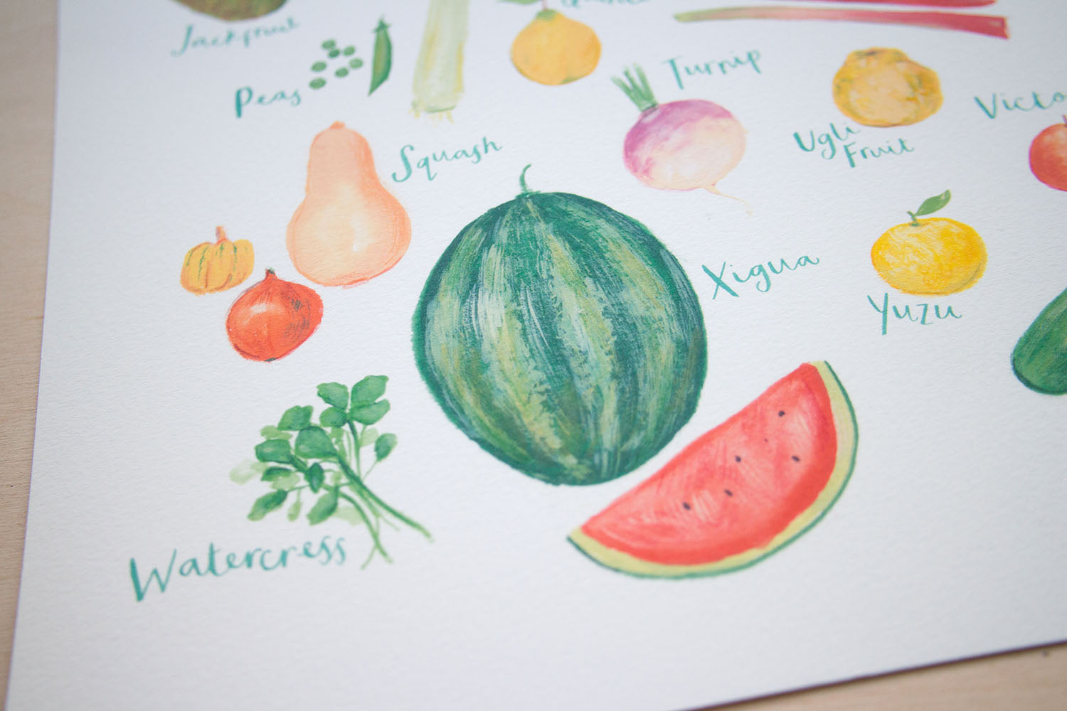 A4 A to Z of Fruit and Vegetables Art Print