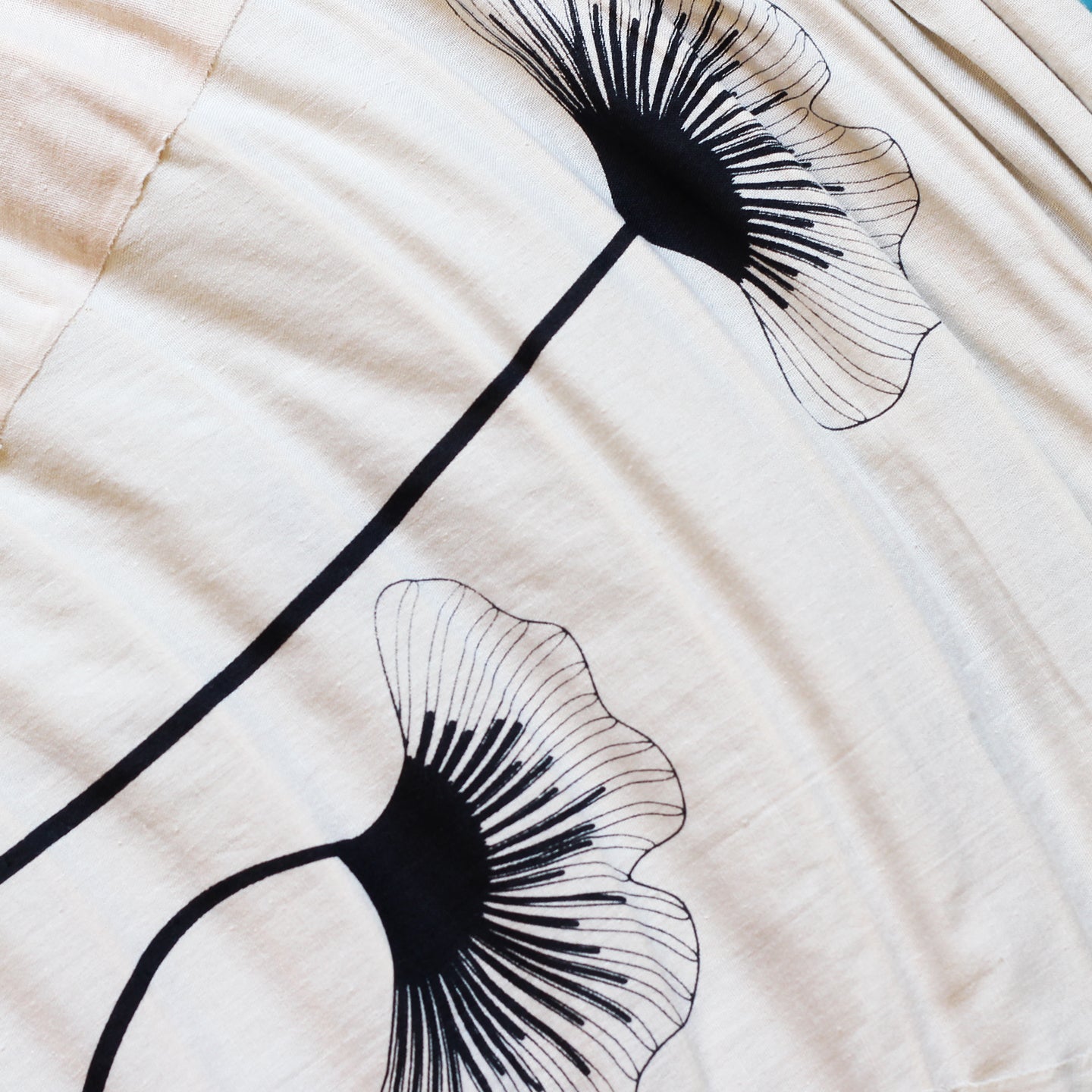 Large 80cm Cream & Black Ginkgo Cotton Pendant Lampshade