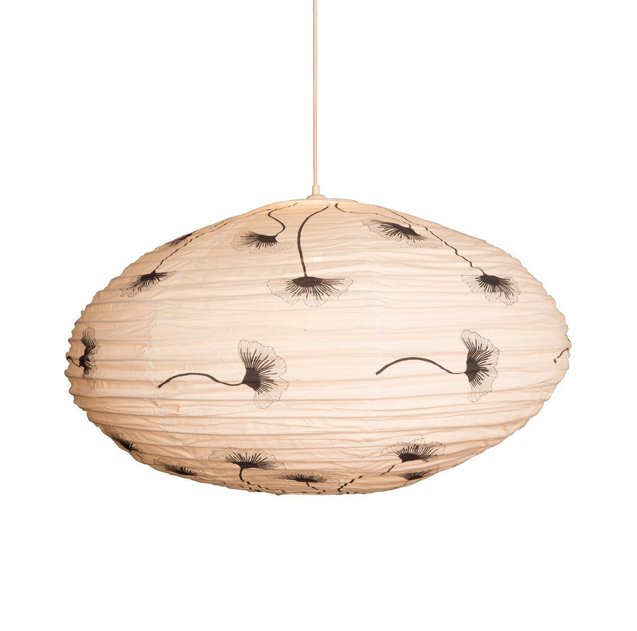 Large 80cm Cream & Black Ginkgo Cotton Pendant Lampshade