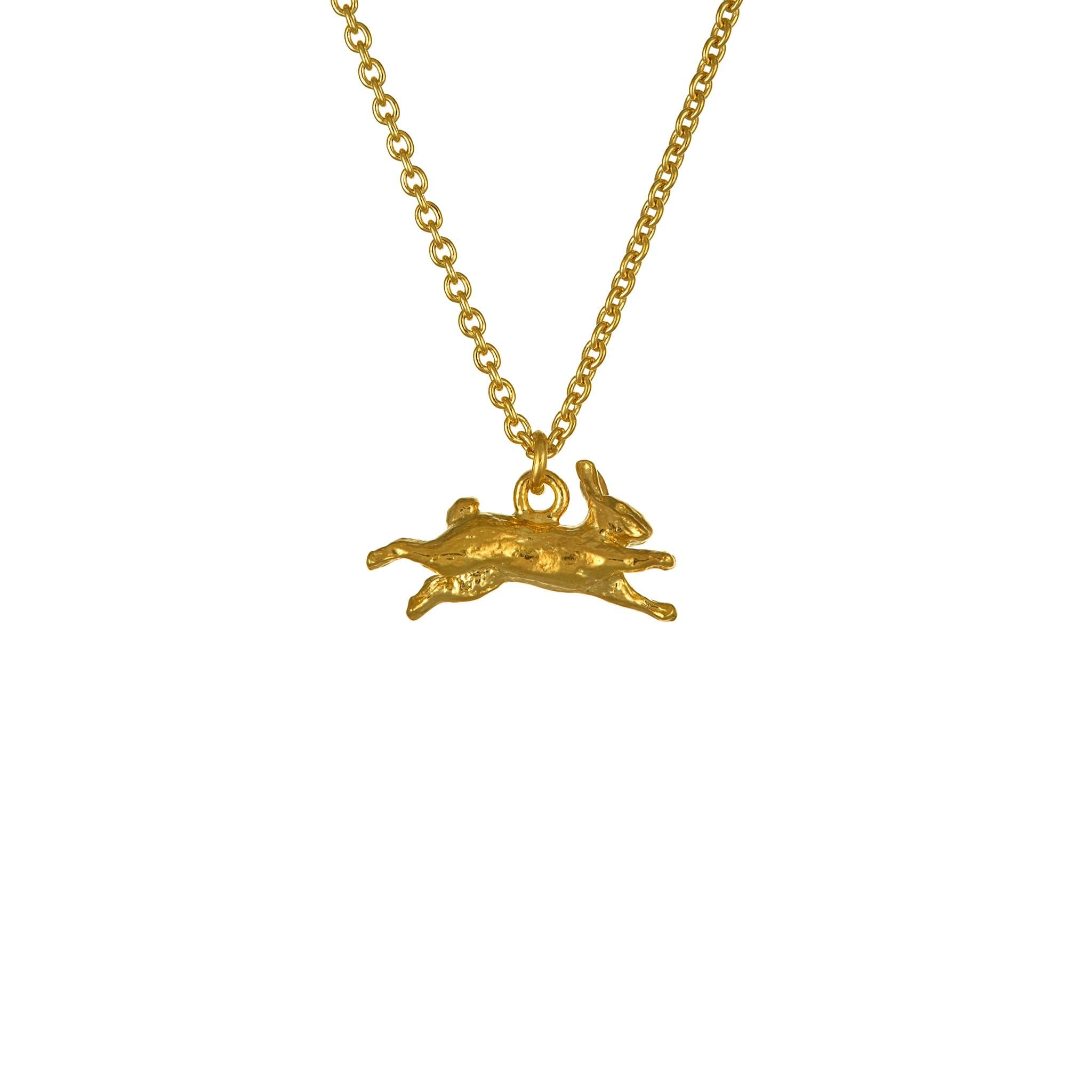Gold Leaping Rabbit Necklace