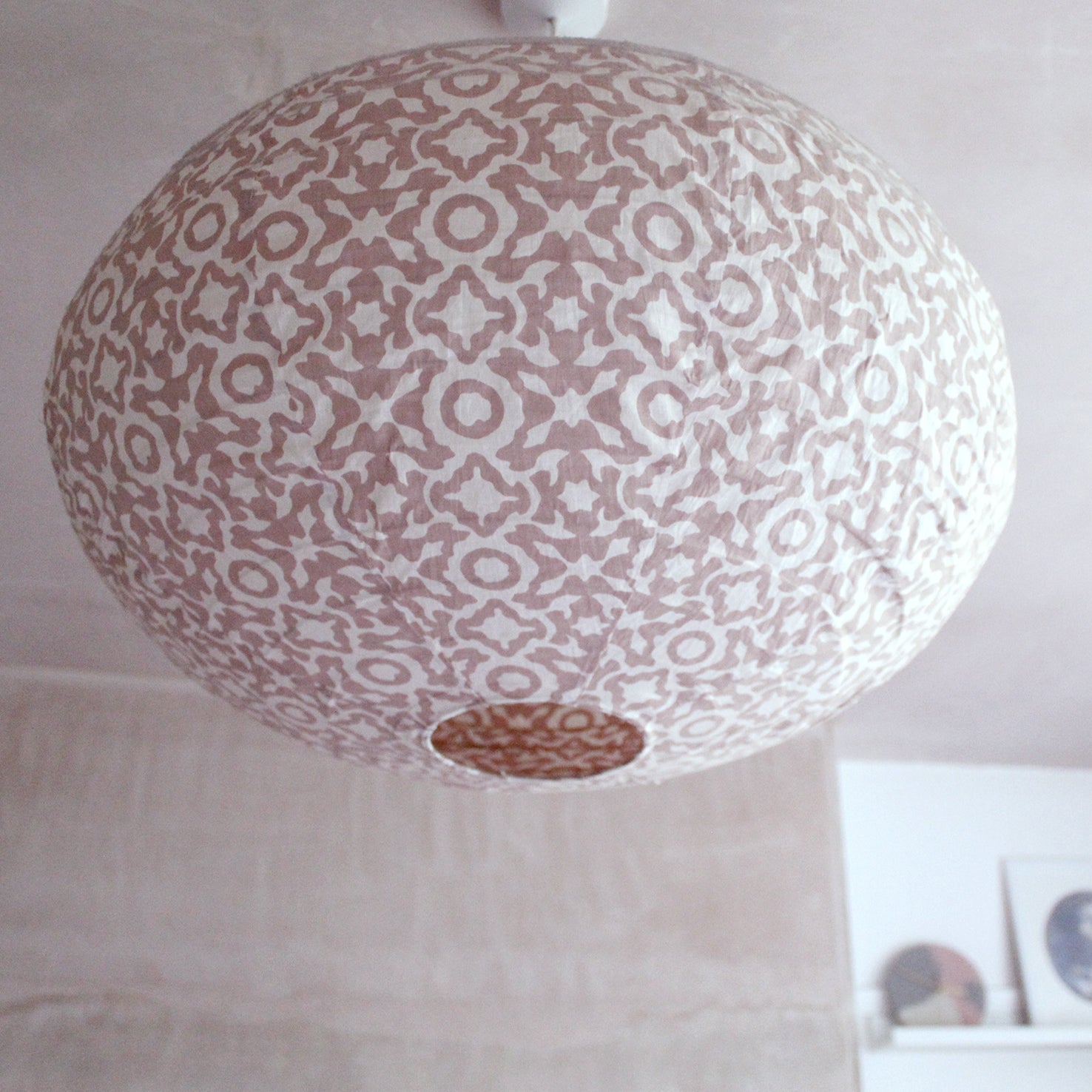 Small 60cm Cream & Plaster Pink Eva Cotton Pendant Lampshade