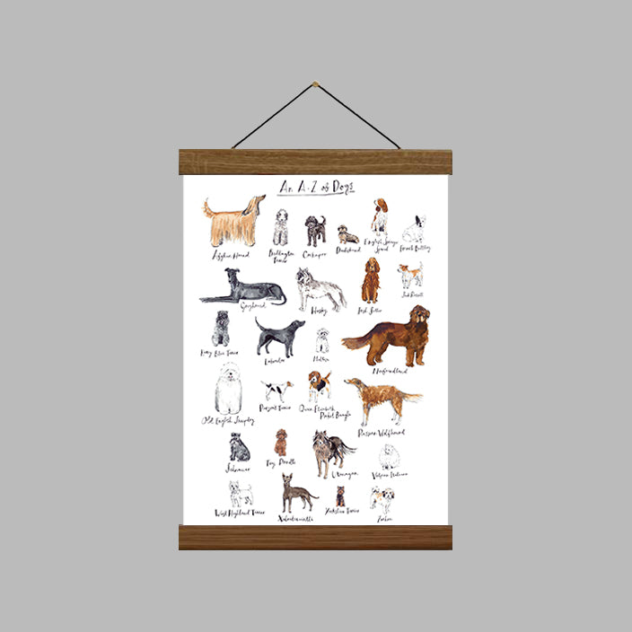 A4 A to Z of Dogs Art Print