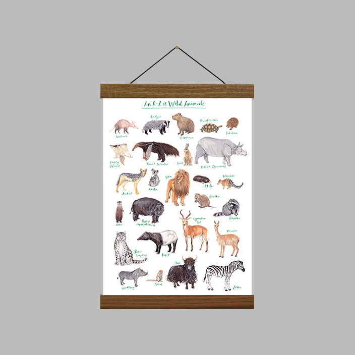 A4 A to Z of Wild Animals Art Print