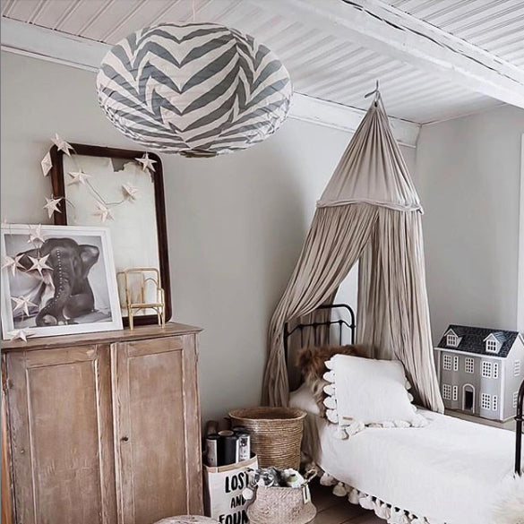 Large 80cm Cream & Grey Palm Cotton Pendant Lampshade