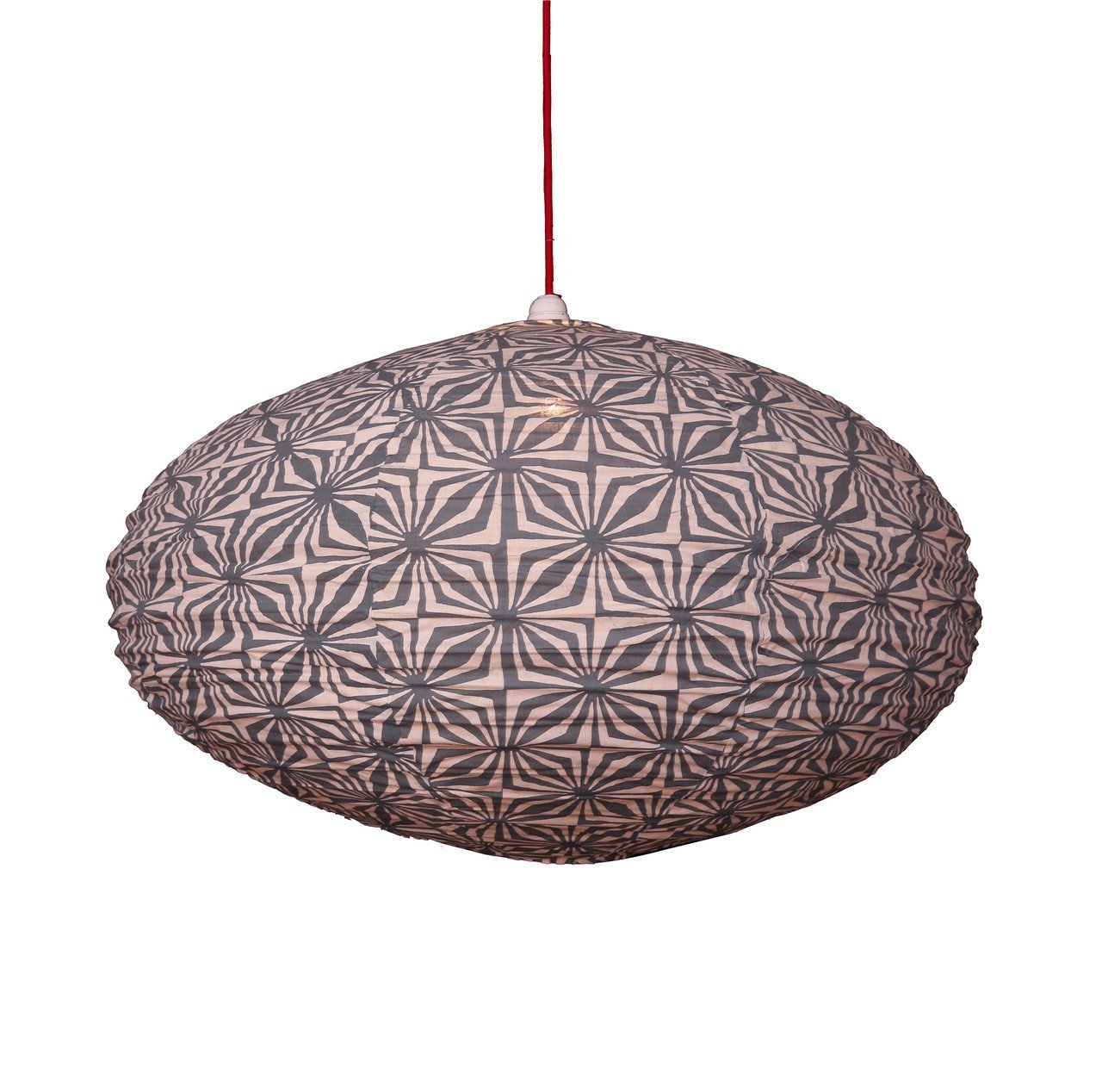 Small 60cm Grey & Cream Hima Cotton Pendant Lampshade