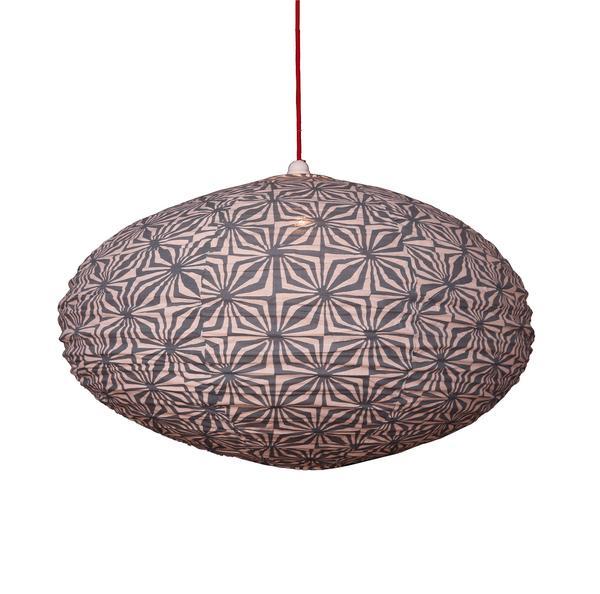 Large 80cm Grey & Cream Hima Cotton Pendant Lampshade