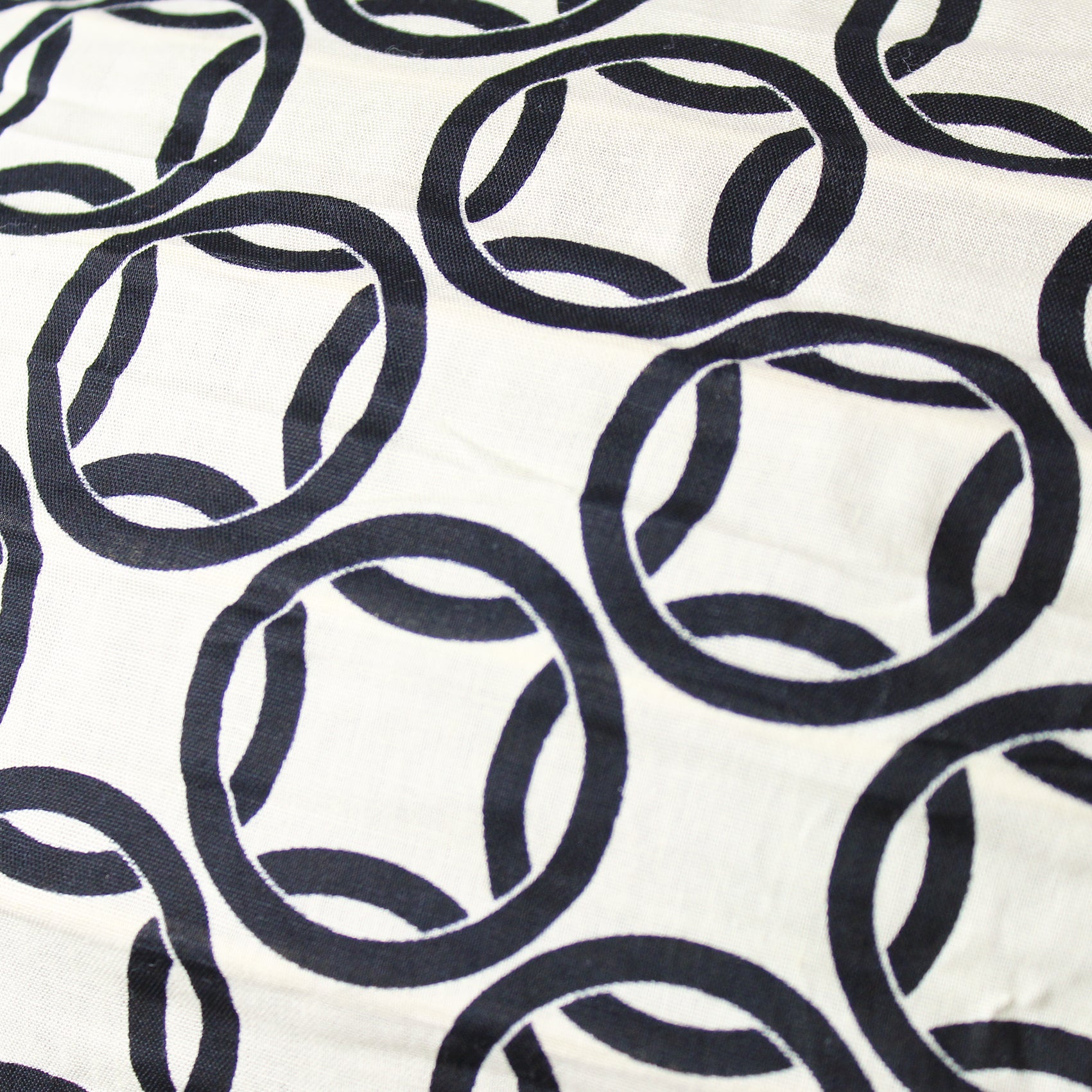 Small 60cm Cream & Black Ring Cotton Pendant Lampshade