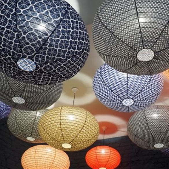 Large 80cm Blue Black & Cream Double Drop Cotton Pendant Lampshade