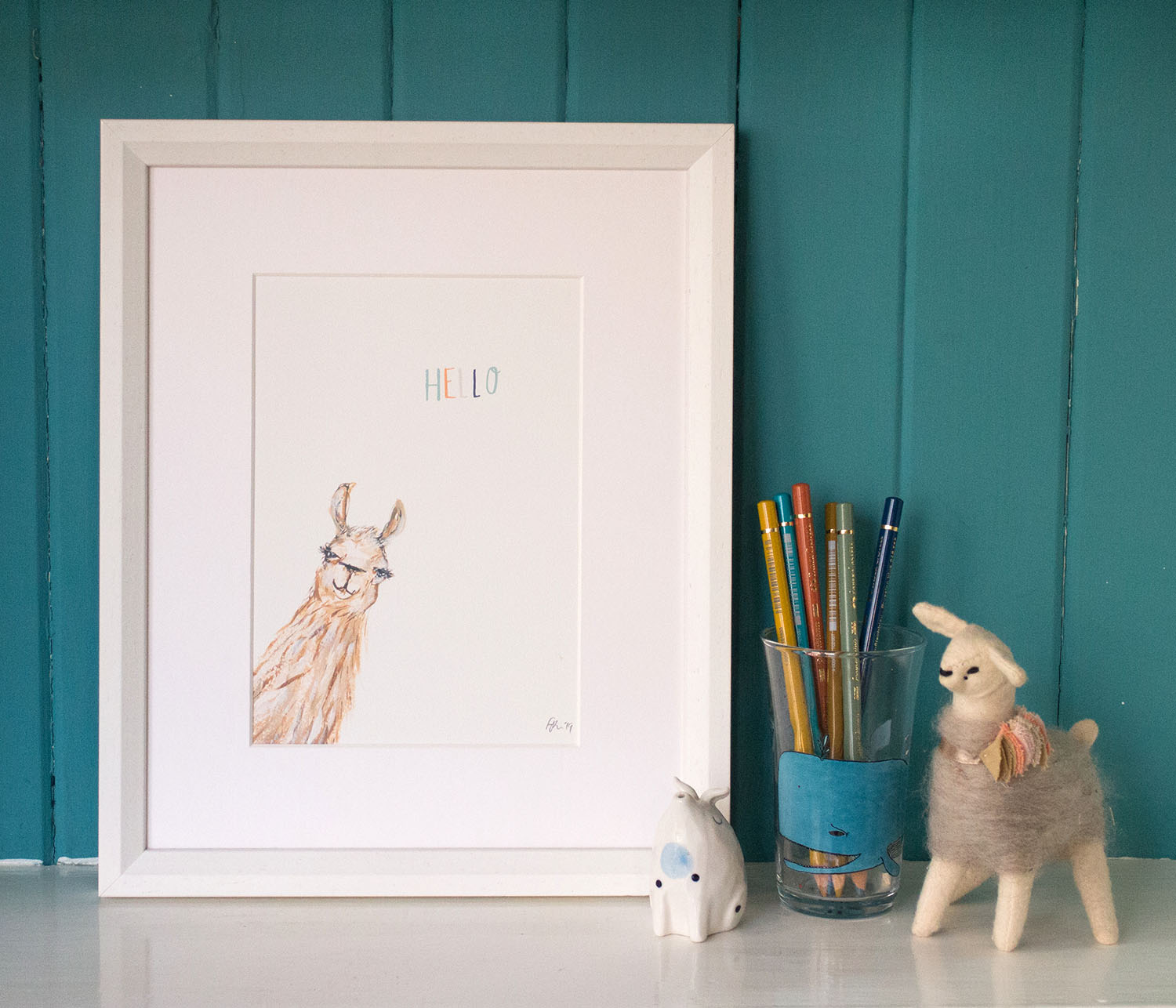 A5 Hello Llama Art Print