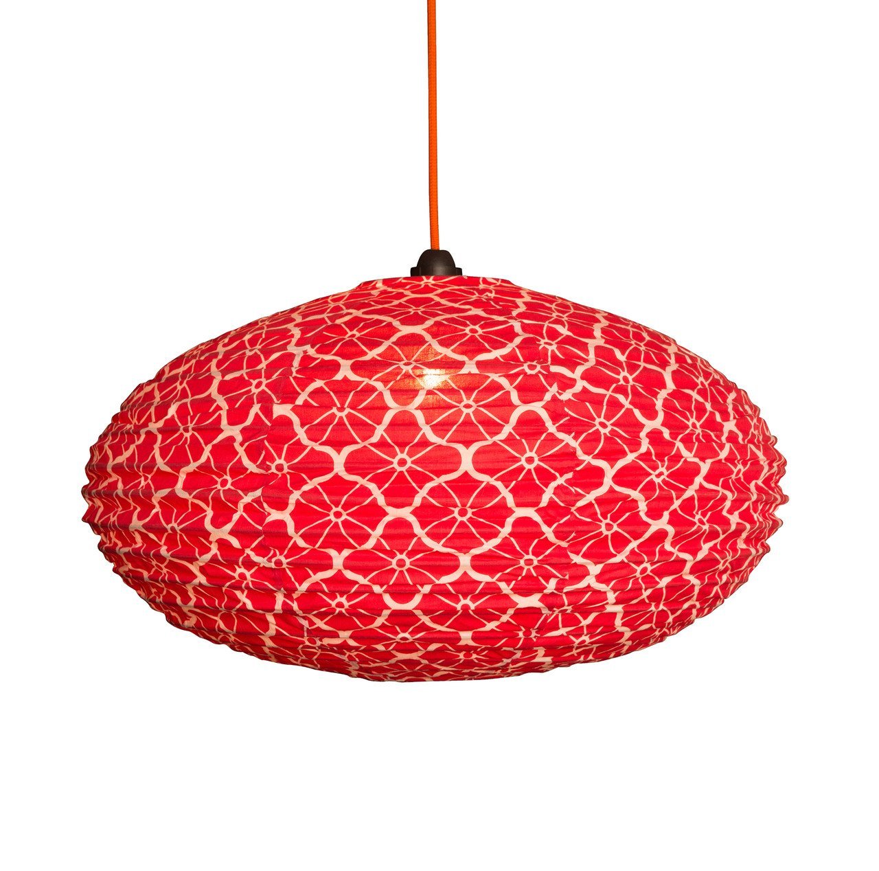 Small 60cm Red & Cream Lotus Cotton Pendant Lampshade