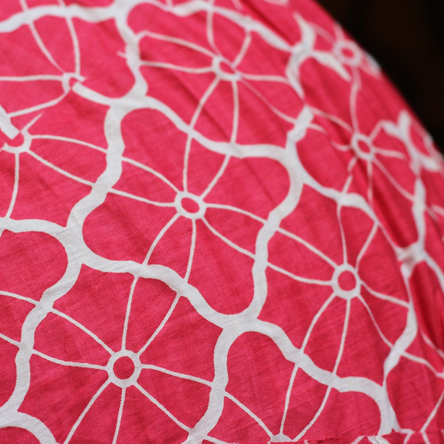 Small 60cm Red & Cream Lotus Cotton Pendant Lampshade