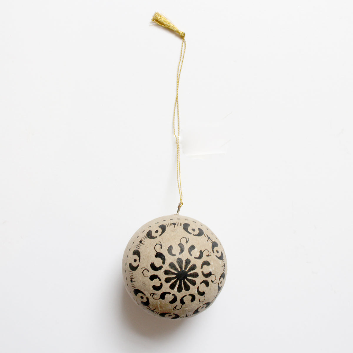 Hand Painted Papier Mache Bauble - Black
