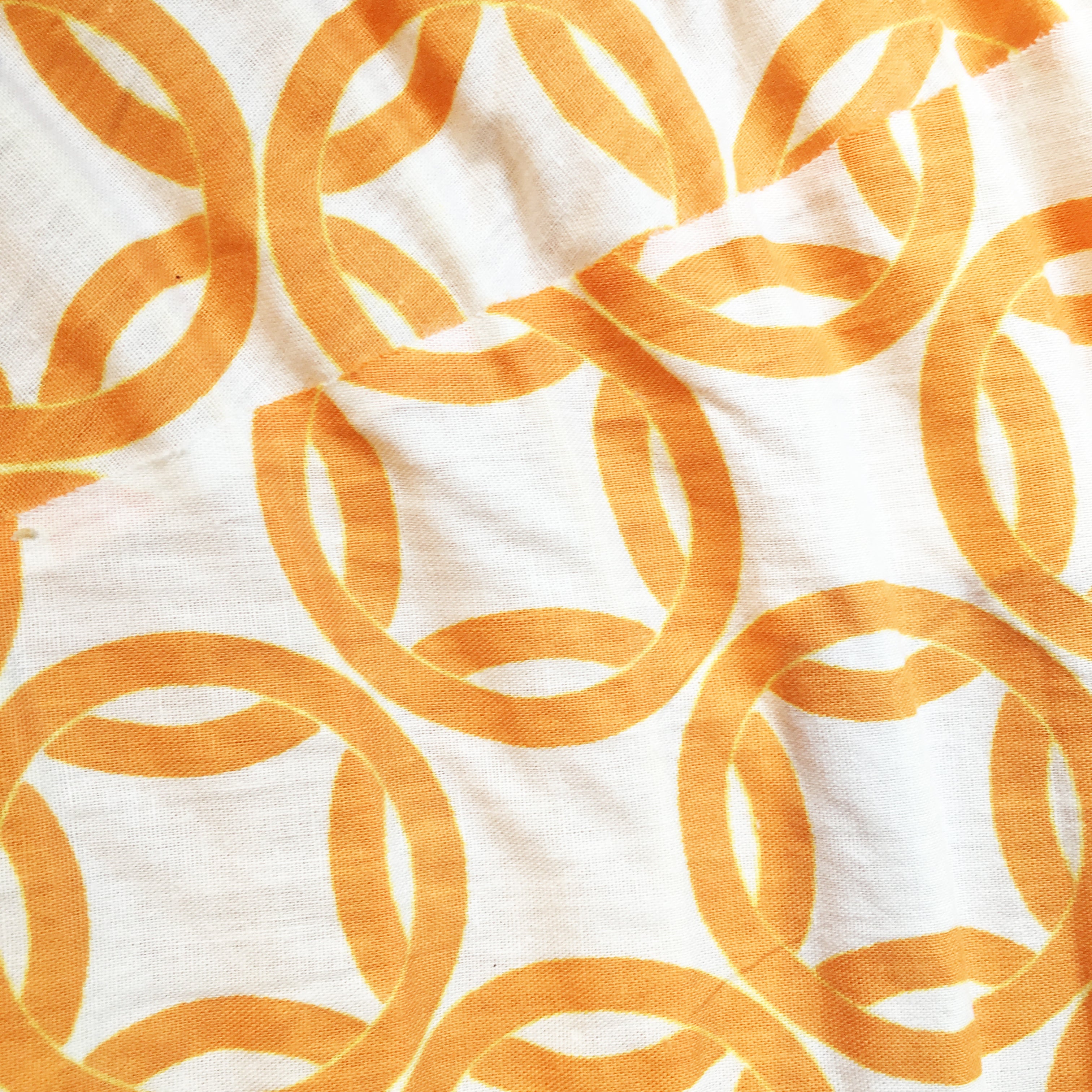 Small 60cm Cream & Orange Ring Cotton Pendant Lampshade