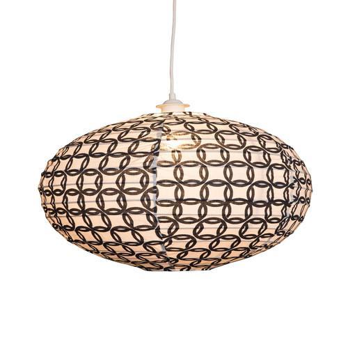 Small 60cm Cream & Black Ring Cotton Pendant Lampshade