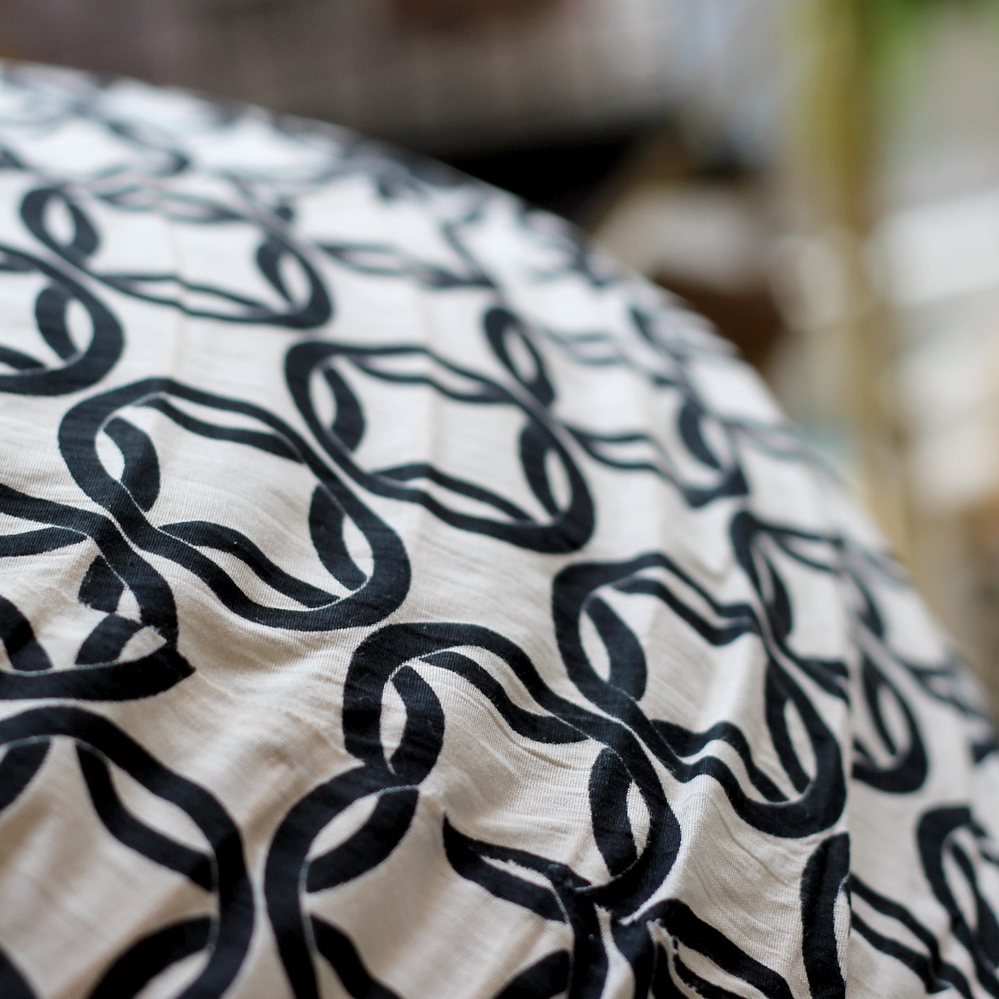 Large 80cm Grey & Black Ring Cotton Pendant Lampshade