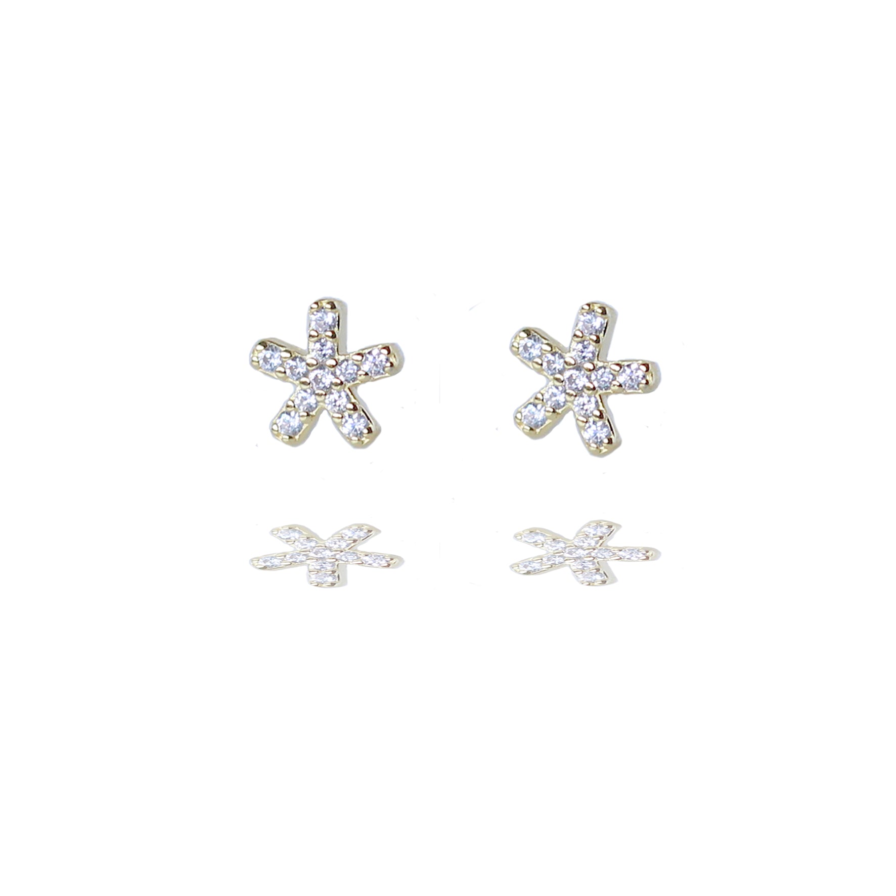 Gold Vermeil Sparkly Starfish Stud Earrings