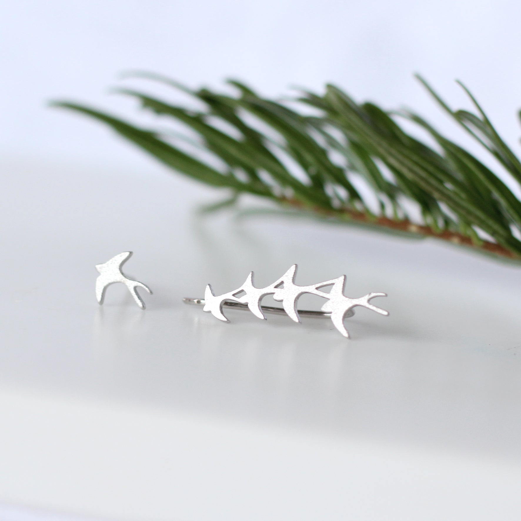 Sterling Silver Mismatched Flock of Birds Earrings