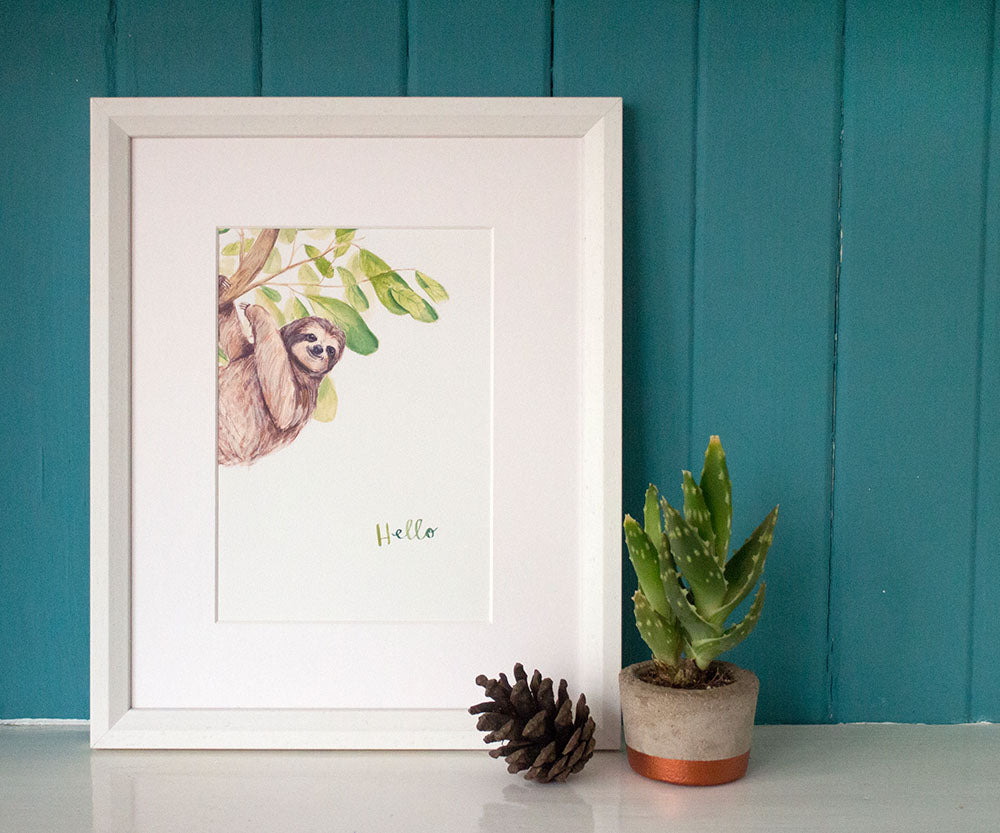 A5 Hello Sloth Art Print