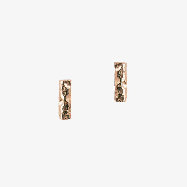 Meteorite Tube Rose Gold Earrings Studs by Matthew Calvin