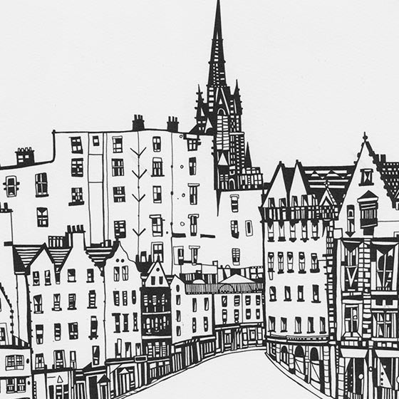 Victoria Street From The Grassmarket Hand Pulled Screen Print