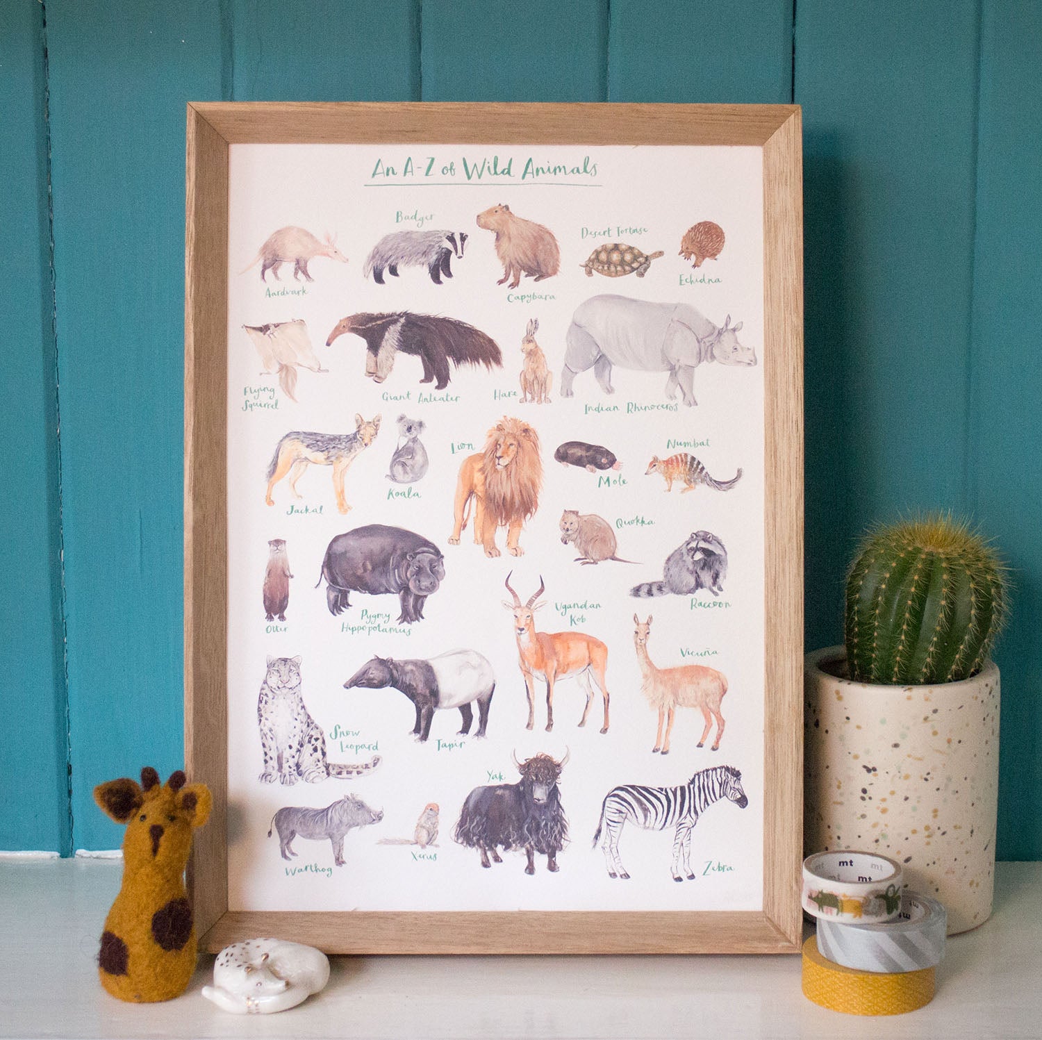 A4 A to Z of Wild Animals Art Print